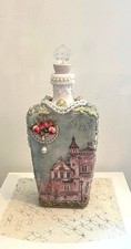 Decorative Bottle Adorned Pearls & Gems Vintage Shabby Chic Design Light Bottle