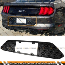 For 2015-2023 Ford Mustang S550 Matt Black Rear License Plate Frame Holder Panel