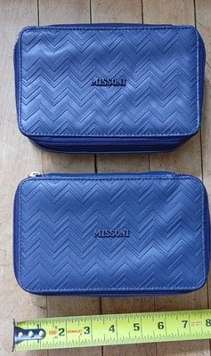 MISSONI Delta First Class Flight Travel Amenity Kit Blue Leather x2 ~ EMPTY