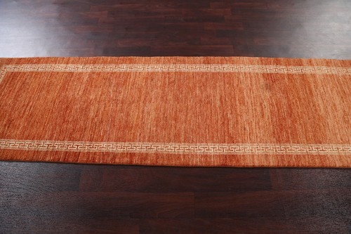 Orange Gabbeh Runner Rug 3x9 Ft Handmade Hallway Modern Carpet Oriental Wool Rug - Picture 14 of 19