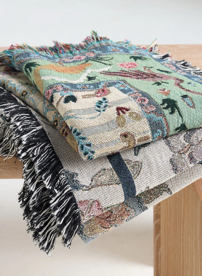 Anthropologie - Tales Cotton Woven Throw Blanket 50" x 70" - Multi New NWT Gift - Image 2 of 4