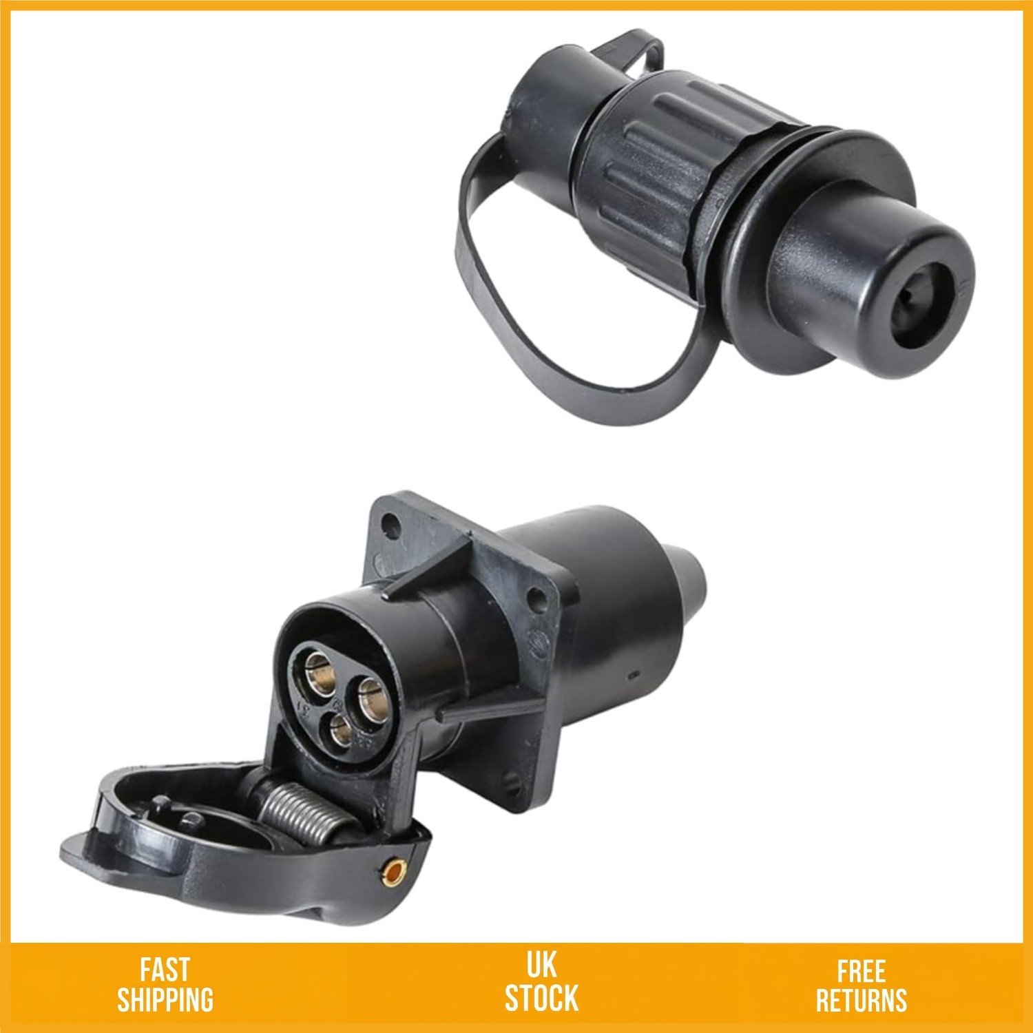 Durable 12V 3 Pin Trailer Plug and Socket Waterproof Tractor Connector 1 Set