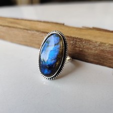 Natural Labradorite Gemstone Ring 925 Sterling Silver Women Jewelry Ring PG7611