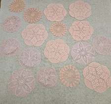 Lot Of 16 Vintage Handmade Pink Peachy  Dollies Shabby Granny Core Upcycle 