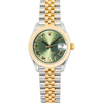 Rolex Datejust 278273 2019 Card Jubilee 18k YG Two Tone Green Dial Auto Lady 31m