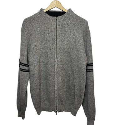 Cortina by MGL Sweater Mens M Gray Full Zip Cardigan Mock Neck Academia Varsity