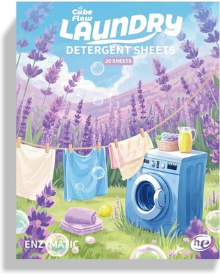 Laundry Detergent Sheets Lavender Scent Eco Friendly Pre-Measured Strips