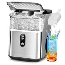 Countertop Nugget Ice Maker Pro - 34lbs/24H, Self-Cleaning Pellet Ice Silver