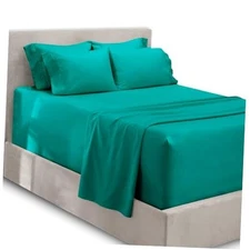  Bed Linen Set - Split King Size, 6 Piece, Extra Deep Pocket, Microfiber, Teal 