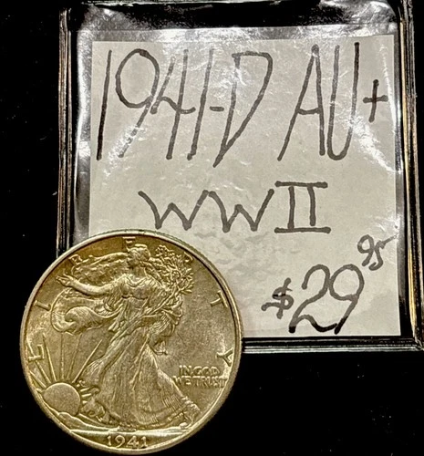1941-D Walking Liberty Silver Half Dollar ( AU+) About Uncirculated! ENN Coins!