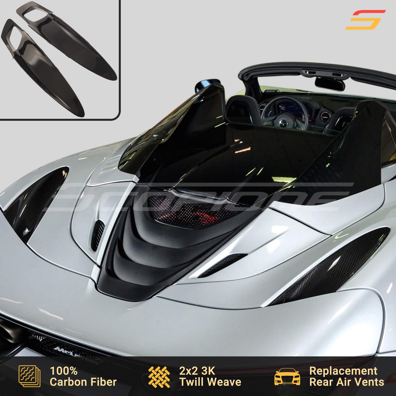 Scopione Carbon Aero Bridge Air Intake Engine Vents for McLaren 720S 750S 765LT