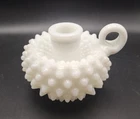 Vintage Fenton White Milk Glass Hobnail Finger Lamp Candle Holder