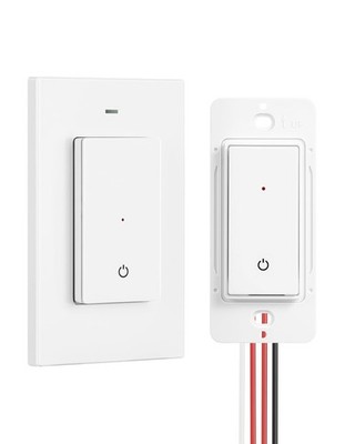 DEWENWILS Wireless Light Switch and Receiver Kit, No in-Wall AC 7A, White 