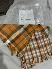 2 Dog Bandana Fall Colors Sz Large Orange Brown Green Plaid Triangle Bib New