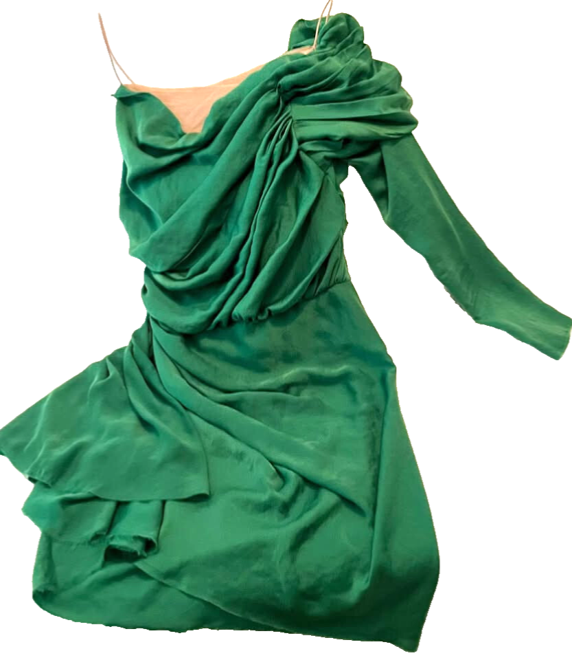 Preowned, Asymmetric Green Lanvin Silk Dress - Small, good condition