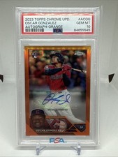 2023 Topps Chrome Update Oscar Gonzalez Rookie Orange /25 Auto PSA 10 RC SSP