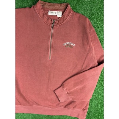 Vintage 90s Orvis Dog Walker XL Faded Nantucket Red 1/4 Zip Sweatshirt USA