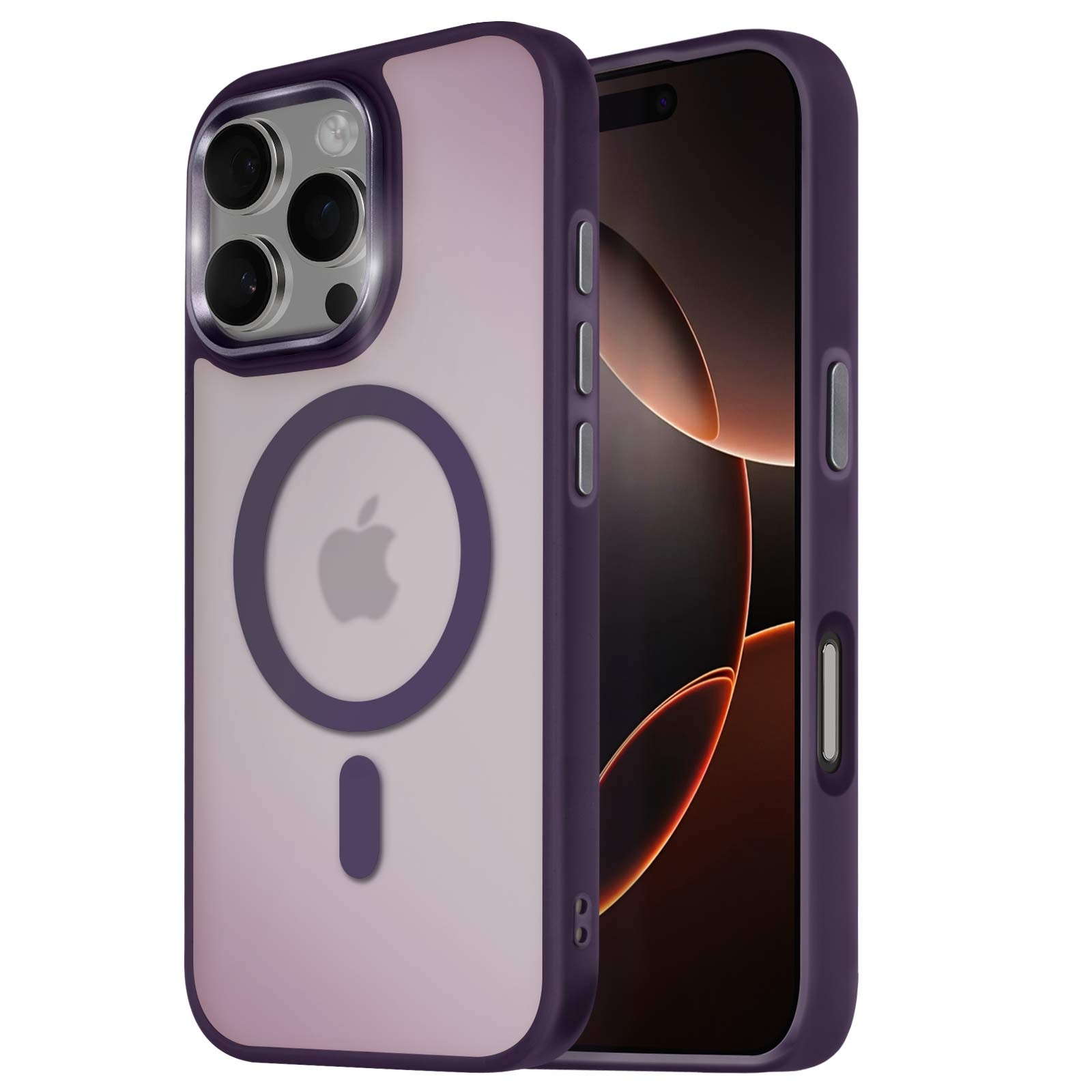 Coque iPhone 16 Pro rigide silicone givré dos mat violet Avizar