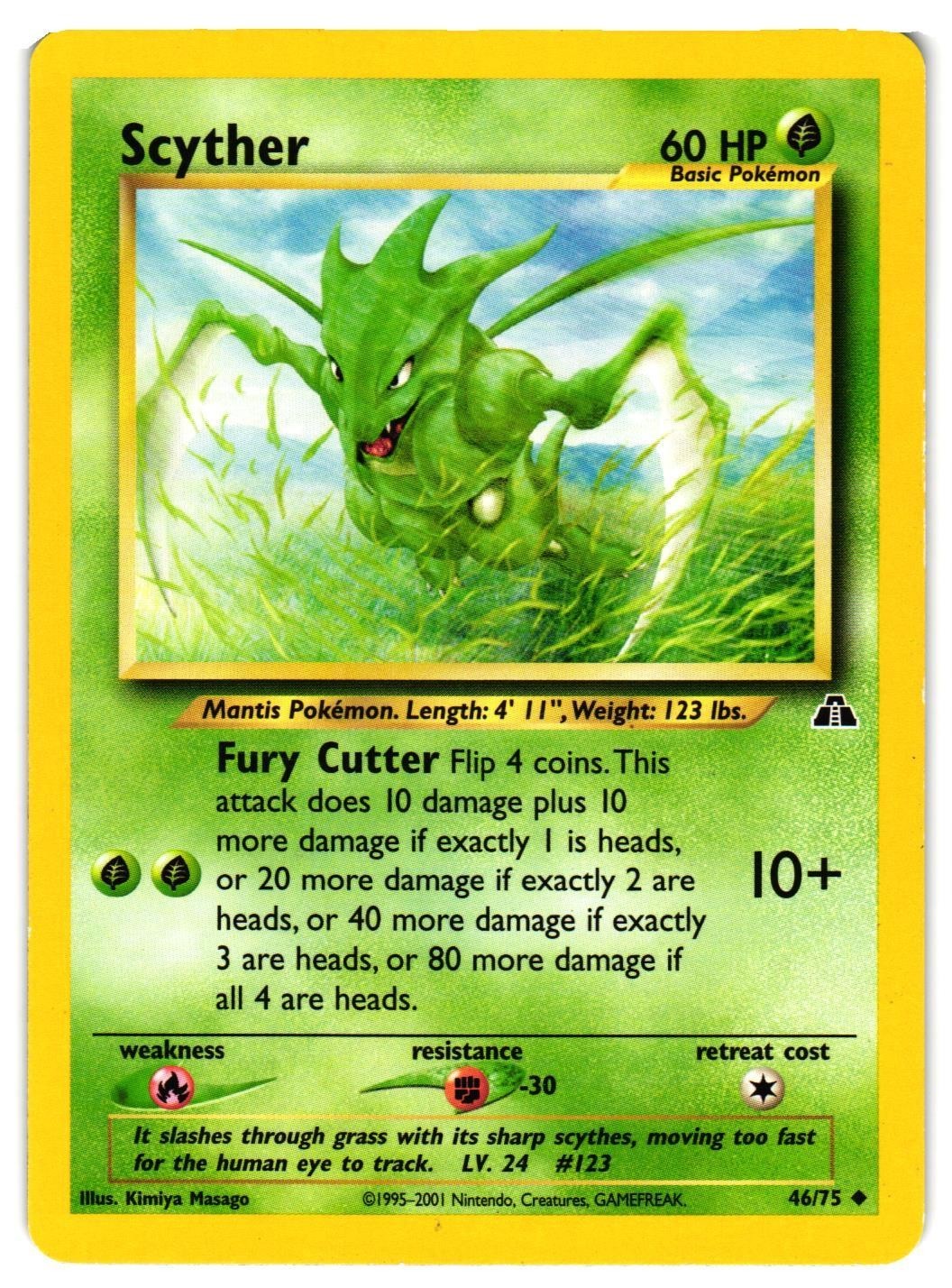 Pokemon TCG Scyther 46/75 Uncommon Neo Discovery Unlimited VLP