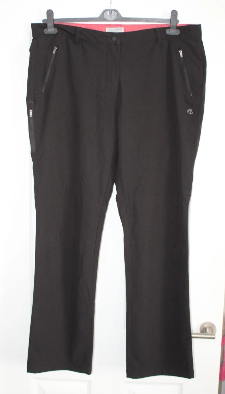 WOMENS CRAGHOPPERS AQUADRY WINDSHIELD SOFT SHELL TROUSERS BLACK UK 18 31" LEG