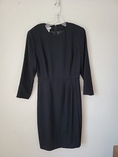 Talbots Vintage Black Wool Lined Maxi Dress Size 8 Sheath Capsule Old Money