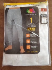 Fruit Of The Loom Men's Thermal Pant Size MEDIUM, Color-Natural (White On Color)