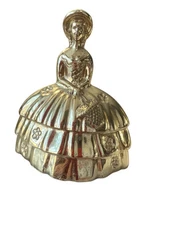 Vintage Brass English Dinner Bell Figural Victorian Woman English