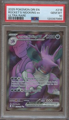 🪶216/182 Team Rocket's Nidoking EX Pokémon Destined Rivals PSA 10