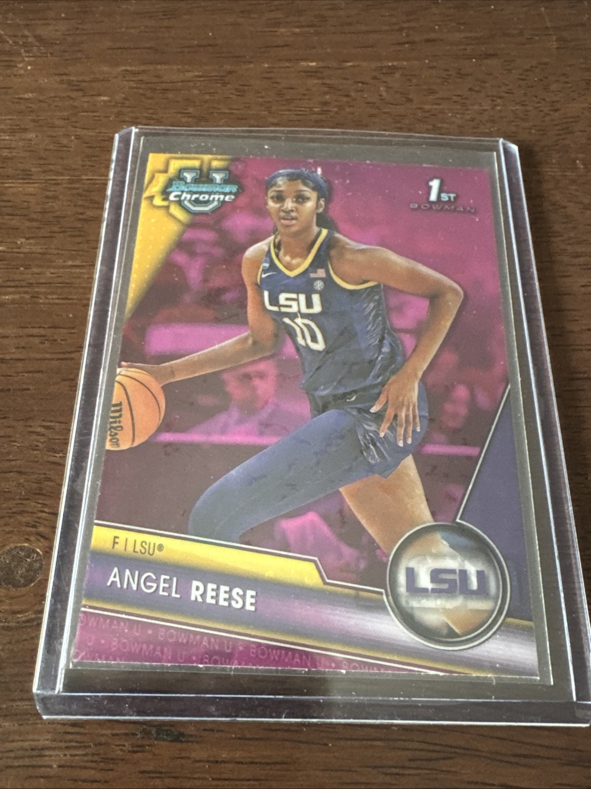 2023-24 Bowman University Chrome - Angel Reese #49 Pink Refractor (RC)