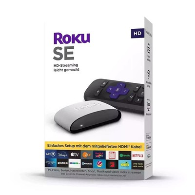 ROKU  HD Streaming Stick für TVs, inkl. Fernbedienung Partnertasten Weiß