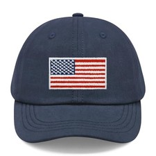 Toddler Baseball Hat Baby 6-24 Months Navy With Usa Red/White/Blue Flag