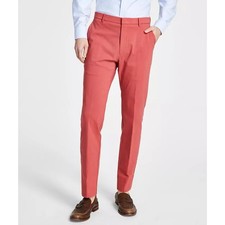 Tommy Hilfiger Men's Coral Red Stretch Modern-Fit TH Flex Dress Pants Size 36x32