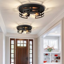 2 Pack 13'' Modern LED Ceiling Light Flush Mount Living Room Black Metal Fixture
