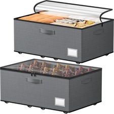 Underbed Storage with Wheels, 2 Pack Under Bed Storage Containers with Clear ...