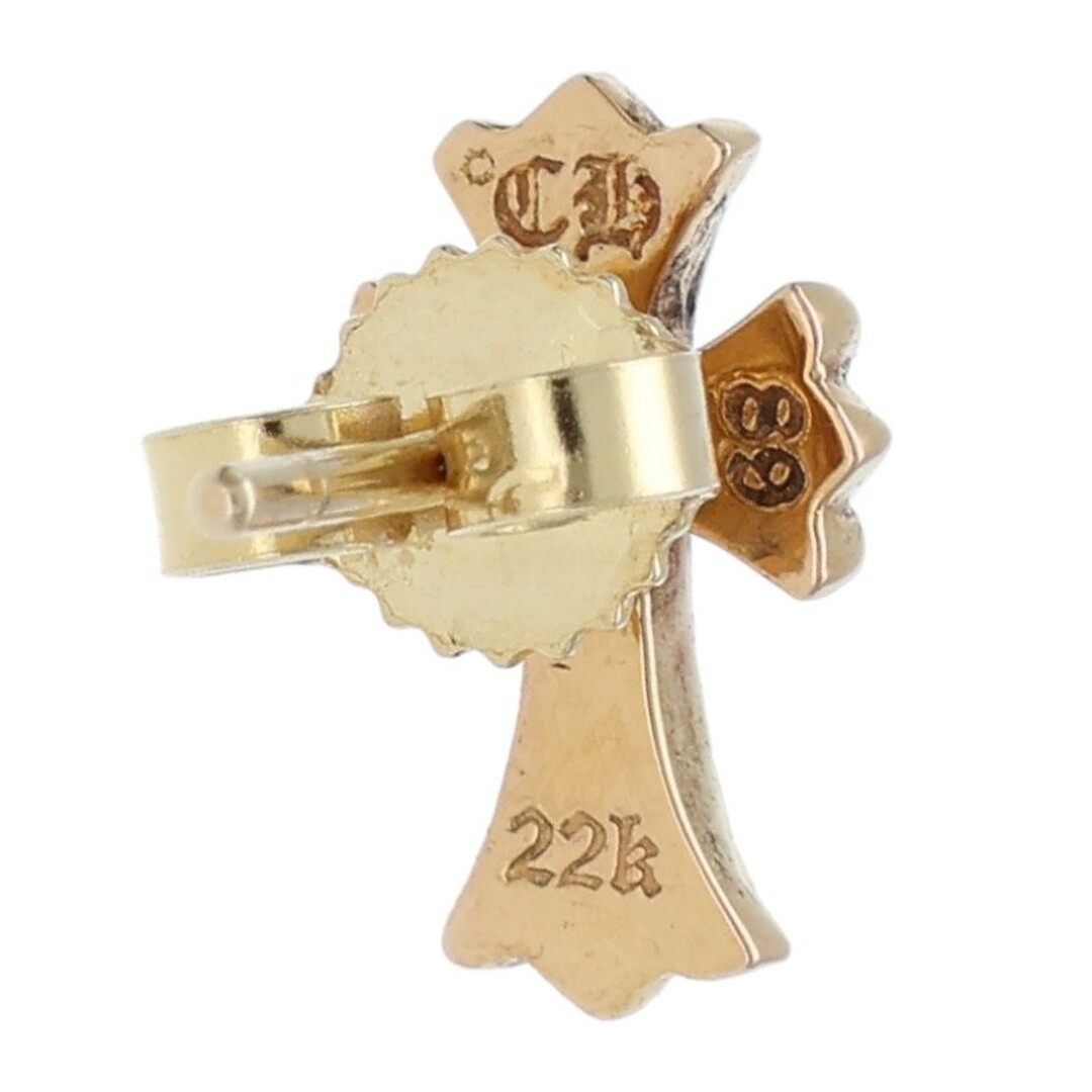Chrome Hearts 22K CH CRS 2 Fat P dia Cross Stud Pave Diamond gold Earrings Used thumbnail 3