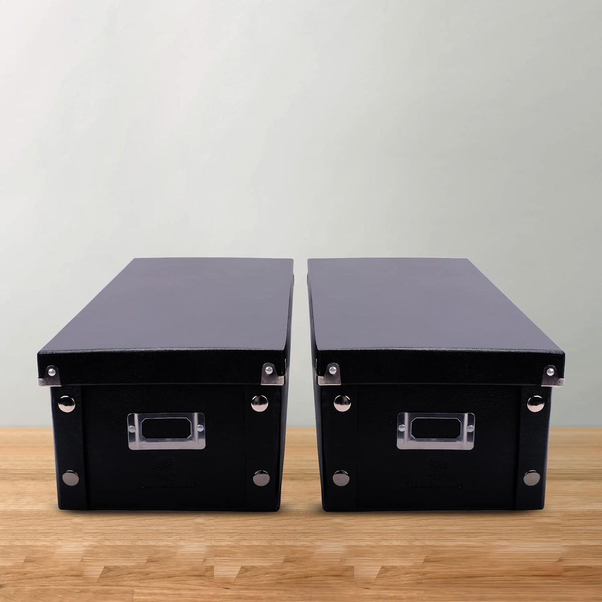 DVD Storage Box 2 Pack Movie Organizer Disc Holder Lids Holds 52