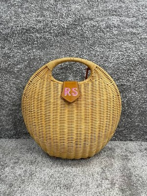 McLaughlin Bags Womens Round Wicker Beige Rattan Inner Pocket Handbag 