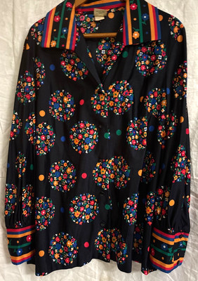 AMPLE TOGS of California VTG. Retro Flowered Long Sleeve Shirt Women's XL (?)