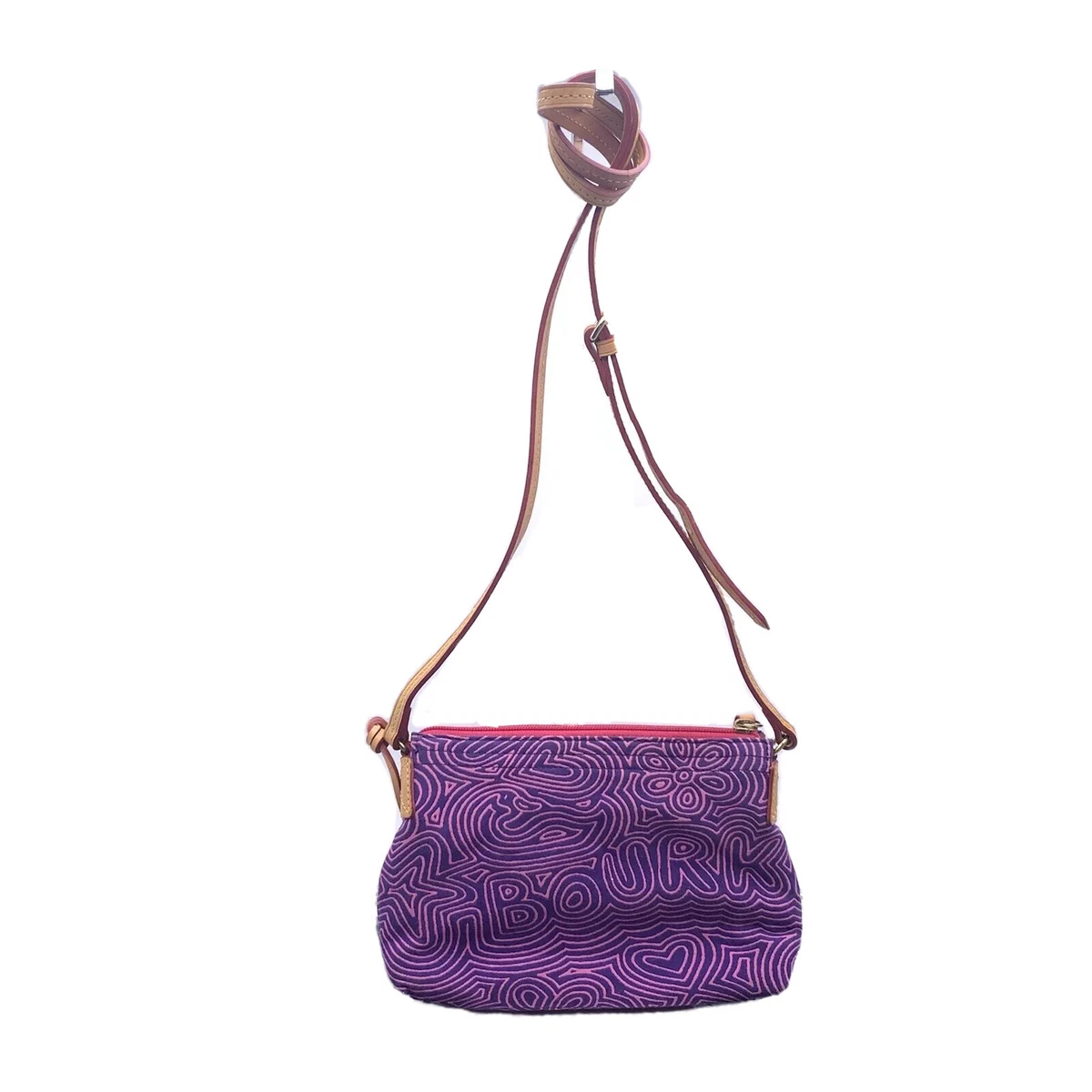 Dooney Bourke Canvas Leather Swirl Doodle Graffiti Purple Pink