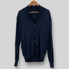 Paul Smith Jeans Men's Navy Polka Dot Shawl Collar Cotton Cardigan Size S