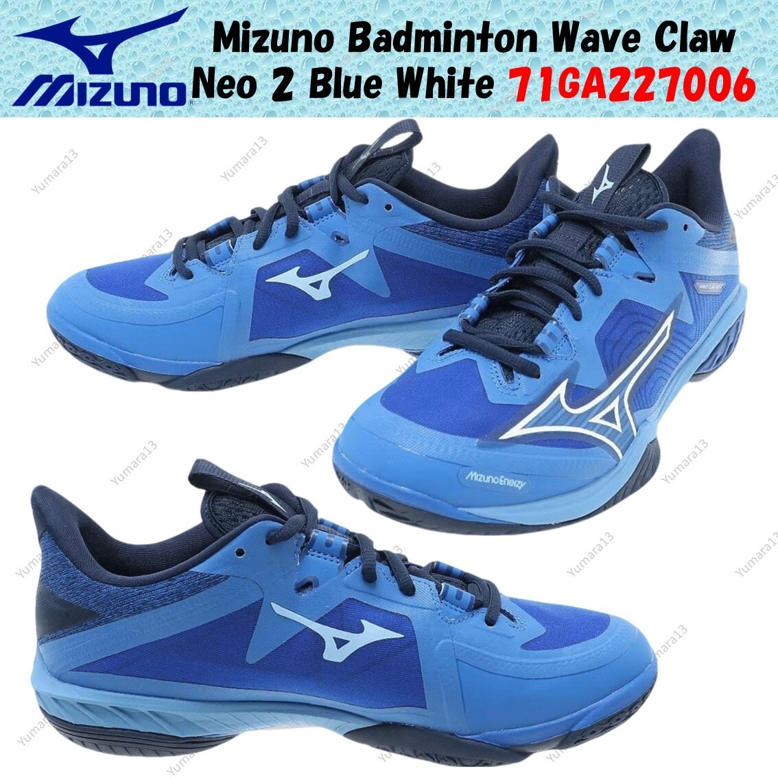 ニモ！ Mizuno Badminton Wave Claw Neo 2 Blue White 71GA227006 Men's