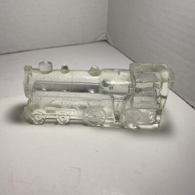 TRAIN STEAM ENGINE #888 Locomotive Vintage Glass Candy Container BB13