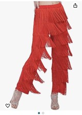Girl s Latin Dance Pants Tassel Ballroom Dance Professional RED HIGH WAIST