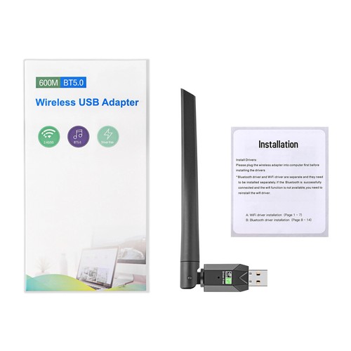 600mbps USB Bluetooth 5.0 AC Wifi Adapter 2 in 1 For PC BT wifi5 2.4G 5G 5dbi - 第 4/15 張圖片