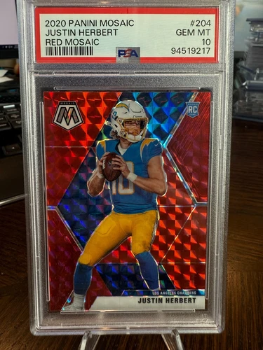 2020 Mosaic Justin Herbert RC Prizm Red Rookie #204 PSA 10