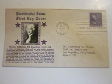 US COVER 1939 THOMAS JEFFERSON FDC SCOTTS #842 COIL STAMP CROSBY CACHET