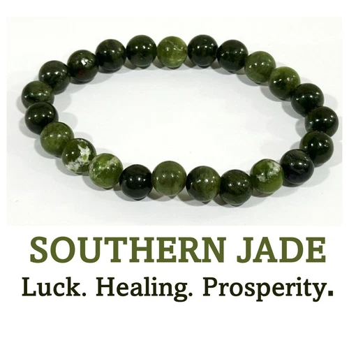 Southern Jade Beaded Crystal Stone Healing Bracelet 8mm Beads Chakra Zodiac Gift