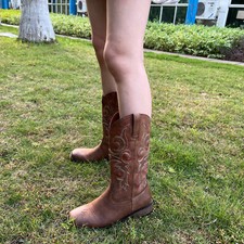 SheSole Women Cowboy Boots Cowgirl Western Mid Calf Winter Shoes Wide Square Toe
