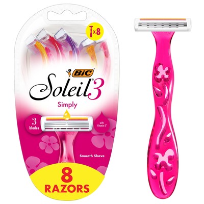 BIC Soleil Simply Smooth Women's Disposable Razors 3 Blades With Moisture Str...