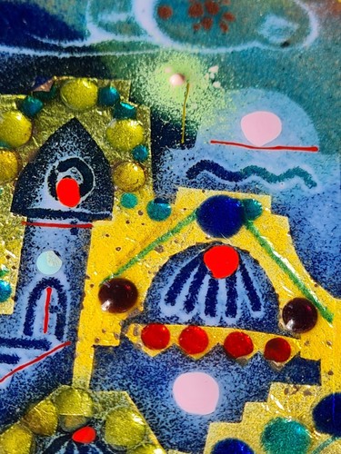 Agi Vardi Painted Enamel on Copper Art Plaque - Givat Israel, Jerusalem - Foto 9 di 12